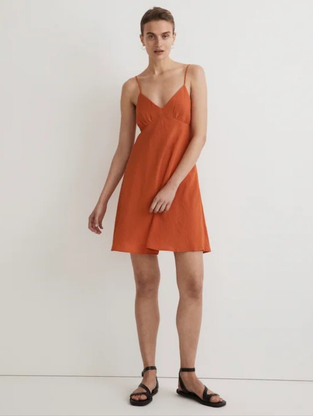 Madewell Layton Mini Slip Dress In Copperwashed Orange Size 4